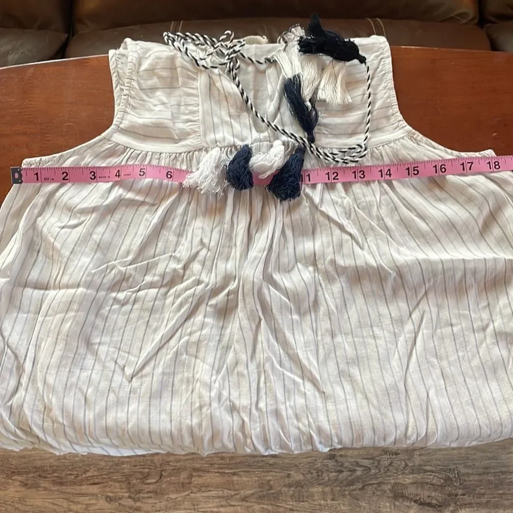 Anthropologie Savannah Jane White and Navy Striped Sleeveless Top